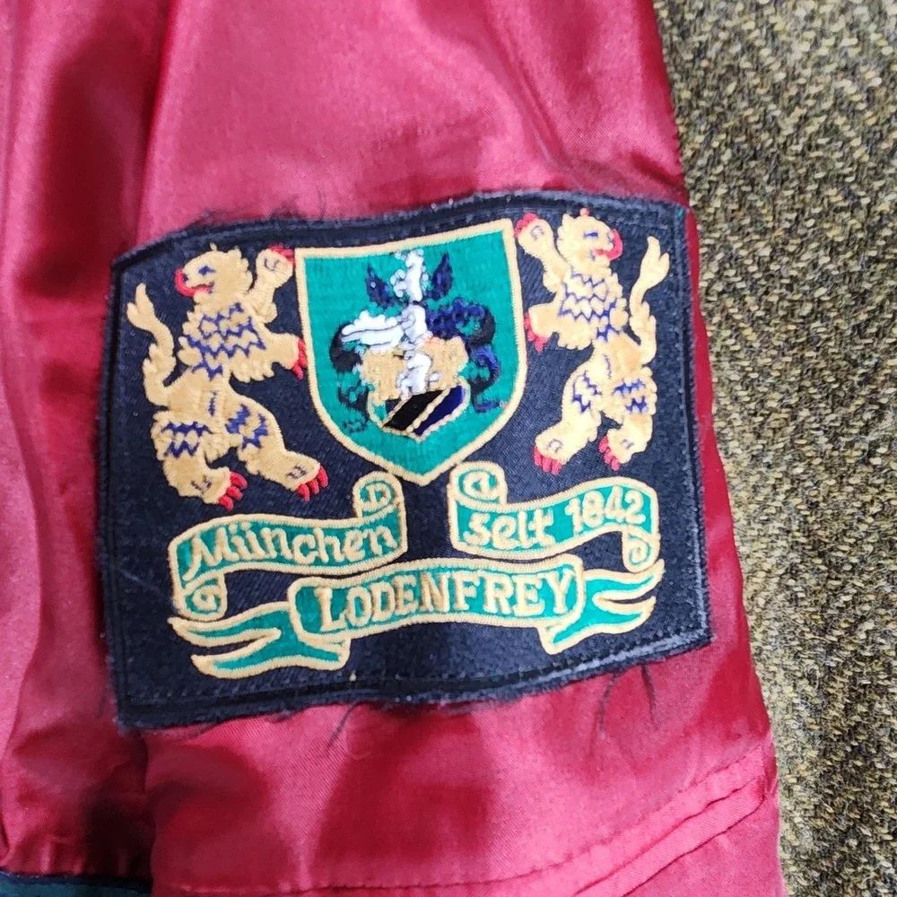 Lodenfrey Sport Coat Mens Large Green Wool Double Breasted Belted Jacket‎